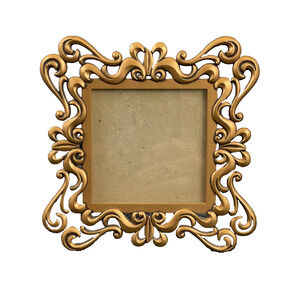 Small Brass Photo Frame Scroll Design Easel Back Holds 3 X 3 Photos Maximalist